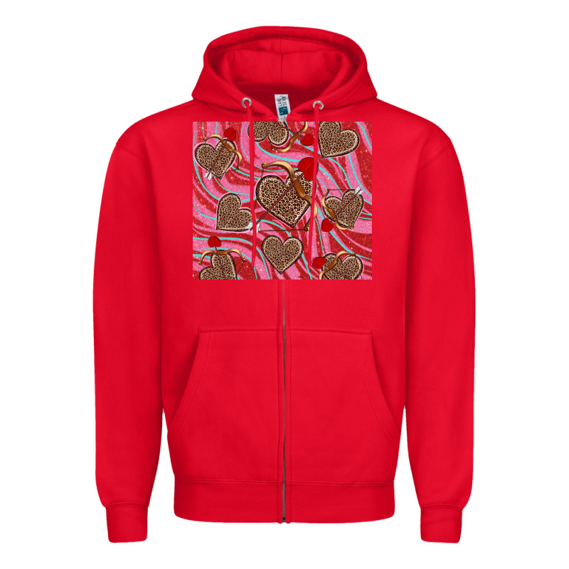 Valentine's Day Hearts Bow And Arrow Zipper Hoodie by RanaPortraitStore | Teevron