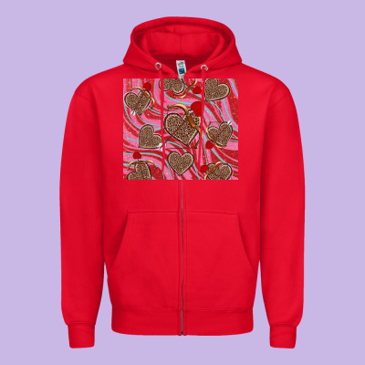Zipper Hoodie valentine's day hearts bow and arrow