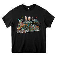 Black Happy Easter Heavy Core Tee - CowhideDigitalArt