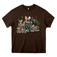 Chocolate Brown Happy Easter Heavy Core Tee - CowhideDigitalArt