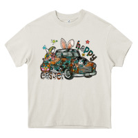 Cream Happy Easter Heavy Core Tee - CowhideDigitalArt