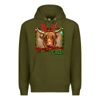 Army Green merry christmas y'all highland cow Premium Hoodie - Jasminsmagicworld