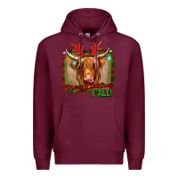 Burgundy merry christmas y'all highland cow Premium Hoodie - Jasminsmagicworld