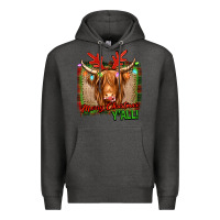 Charcoal Heather merry christmas y'all highland cow Premium Hoodie - Jasminsmagicworld