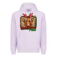 Lilac merry christmas y'all highland cow Premium Hoodie - Jasminsmagicworld