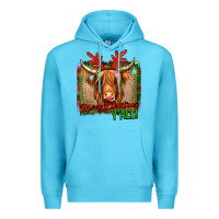 Ocean Blue merry christmas y'all highland cow Premium Hoodie - Jasminsmagicworld