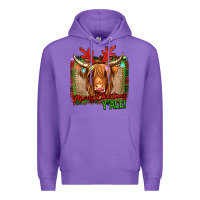 Purple merry christmas y'all highland cow Premium Hoodie - Jasminsmagicworld