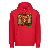 Red merry christmas y'all highland cow Premium Hoodie - Jasminsmagicworld