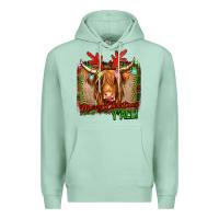 Seafoam merry christmas y'all highland cow Premium Hoodie - Jasminsmagicworld