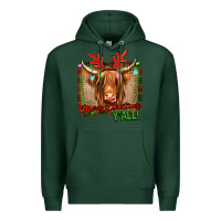 Sports Green merry christmas y'all highland cow Premium Hoodie - Jasminsmagicworld