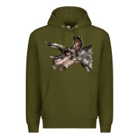 Army Green Triceratops Horridus Face Premium Hoodie - LillyAllenDesigns