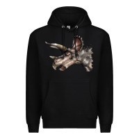 Black Triceratops Horridus Face Premium Hoodie - LillyAllenDesigns