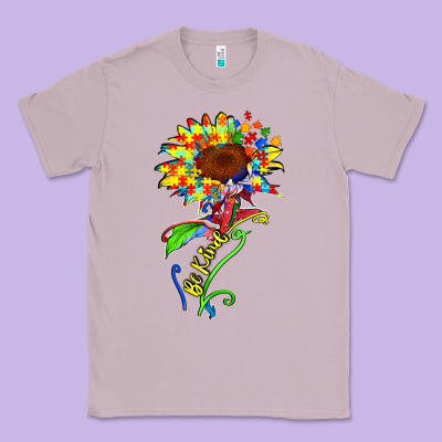 Classic Tee be kind autism sunflower