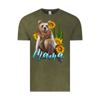 Vintage Olive mama bear with sunflowers and cactus Vintage Tee - Artiststas