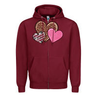 Burgundy valentine's day hearts Zipper Hoodie - RanaPortraitStore