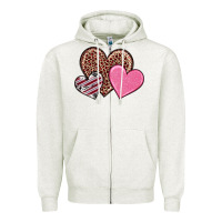 Oatmeal Heather valentine's day hearts Zipper Hoodie - RanaPortraitStore