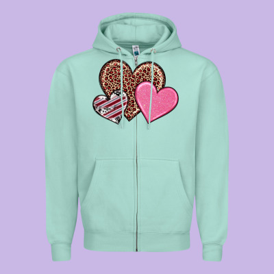 Zipper Hoodie valentine's day hearts