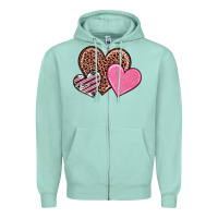 Seafoam valentine's day hearts Zipper Hoodie - RanaPortraitStore
