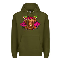 Army Green halloween highland cow horseshoe Premium Hoodie - Jasminsmagicworld