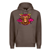Coffee halloween highland cow horseshoe Premium Hoodie - Jasminsmagicworld