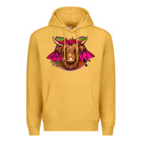 Mustard halloween highland cow horseshoe Premium Hoodie - Jasminsmagicworld