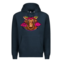 Navy halloween highland cow horseshoe Premium Hoodie - Jasminsmagicworld