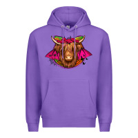 Purple halloween highland cow horseshoe Premium Hoodie - Jasminsmagicworld