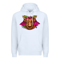 White halloween highland cow horseshoe Premium Hoodie - Jasminsmagicworld