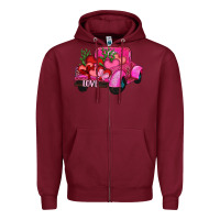 Burgundy valentine's day heart cactus truck Zipper Hoodie - RanaPortraitStore