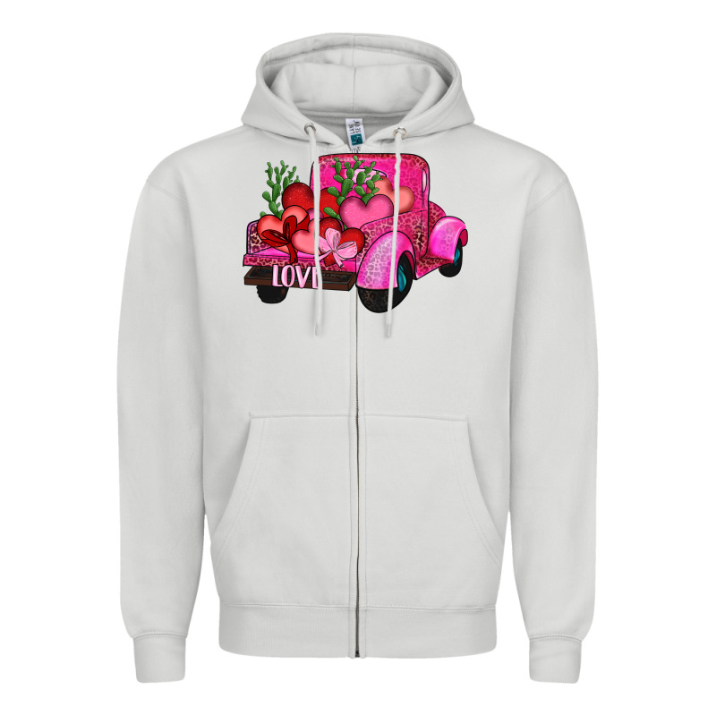 Valentine's Day Heart Cactus Truck Zipper Hoodie by RanaPortraitStore | Teevron