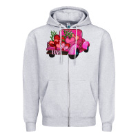 Heather Grey valentine's day heart cactus truck Zipper Hoodie - RanaPortraitStore