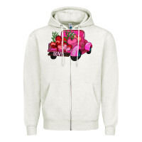 Oatmeal Heather valentine's day heart cactus truck Zipper Hoodie - RanaPortraitStore