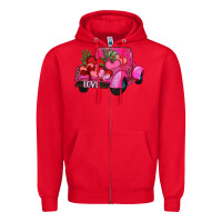 Red valentine's day heart cactus truck Zipper Hoodie - RanaPortraitStore