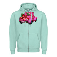 Seafoam valentine's day heart cactus truck Zipper Hoodie - RanaPortraitStore