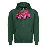 Sports Green valentine's day heart cactus truck Zipper Hoodie - RanaPortraitStore