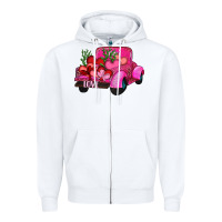 White valentine's day heart cactus truck Zipper Hoodie - RanaPortraitStore