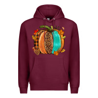 Burgundy Fall leopard pumpkin Premium Hoodie - NancyCooperArtShop