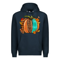 Navy Fall leopard pumpkin Premium Hoodie - NancyCooperArtShop