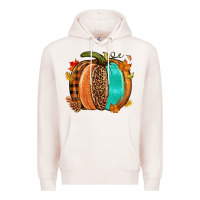 Pale Pink Fall leopard pumpkin Premium Hoodie - NancyCooperArtShop