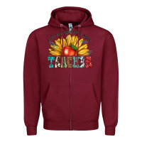 Burgundy teacher with sunflower Zipper Hoodie - texasbilliewilder