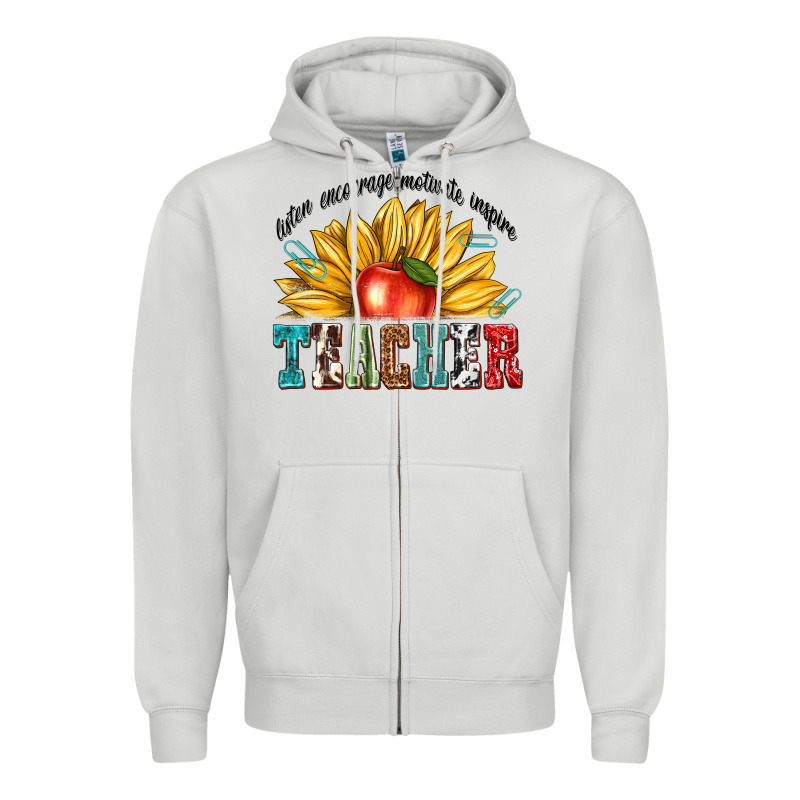 Teacher With Sunflower Zipper Hoodie by texasbilliewilder | Teevron