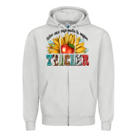 Dove Grey teacher with sunflower Zipper Hoodie - texasbilliewilder