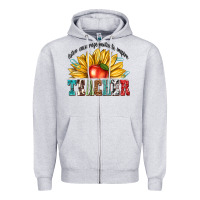 Heather Grey teacher with sunflower Zipper Hoodie - texasbilliewilder
