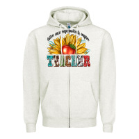 Oatmeal Heather teacher with sunflower Zipper Hoodie - texasbilliewilder