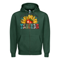 Sports Green teacher with sunflower Zipper Hoodie - texasbilliewilder
