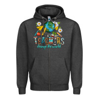 Charcoal Heather teachers change the world Zipper Hoodie - texasbilliewilder
