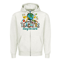 Oatmeal Heather teachers change the world Zipper Hoodie - texasbilliewilder