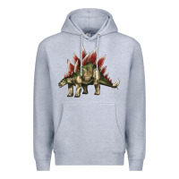 Heather Grey Stegosaurus Premium Hoodie - LillyAllenDesigns