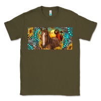 Army Green horse and desert with sunflowers gemstone Classic Tee - RanaPortraitStore