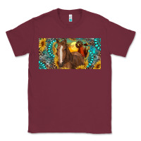 Burgundy horse and desert with sunflowers gemstone Classic Tee - RanaPortraitStore
